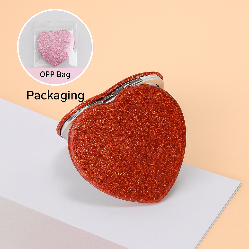 Heart-Shaped Pocket Makeup Mirror | Portable Double-Sided Cosmetic Mirror