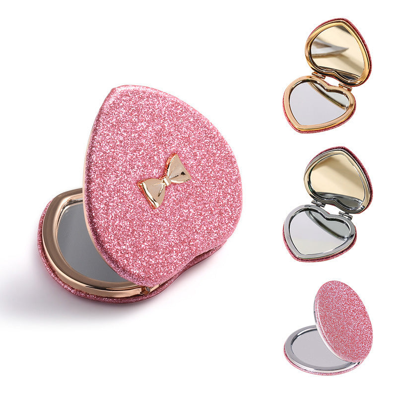 Heart-Shaped Pocket Makeup Mirror | Portable Double-Sided Cosmetic Mirror