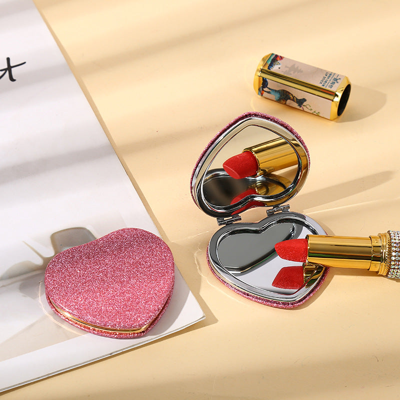 Heart-Shaped Pocket Makeup Mirror | Portable Double-Sided Cosmetic Mirror