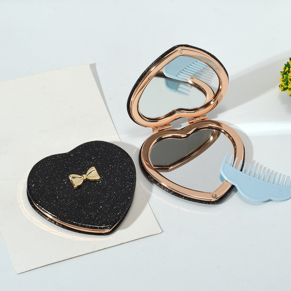 Heart-Shaped Pocket Makeup Mirror | Portable Double-Sided Cosmetic Mirror